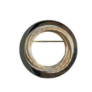 Vintage Kramer NY Circle Brooch Gold Tone Heirloom Quality Jewelry